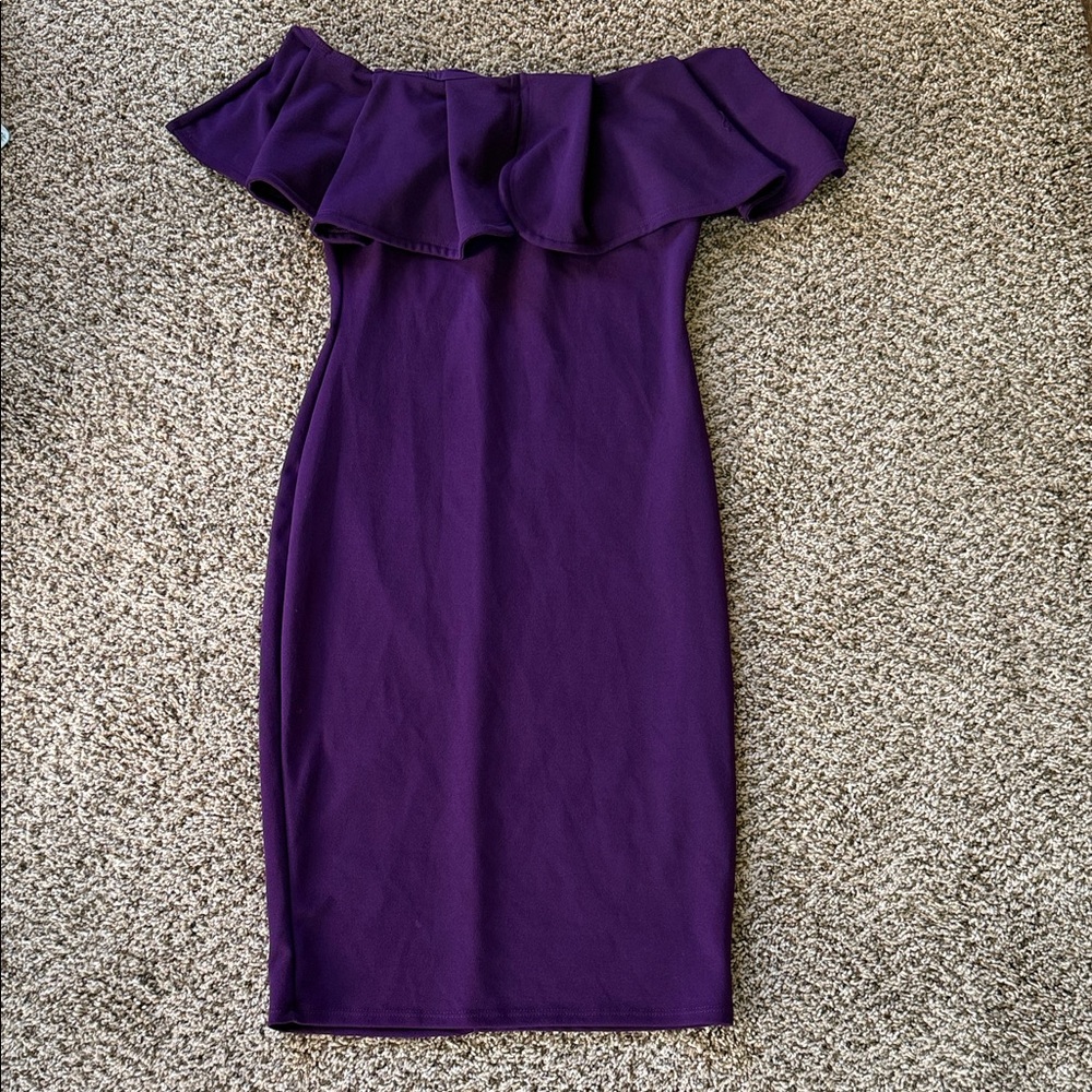 Chic Off-Shoulder Purple Midi Dress